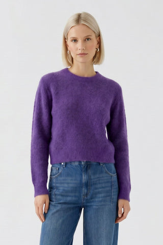 Oui Round Neck Fluffy Jumper Purple 98999