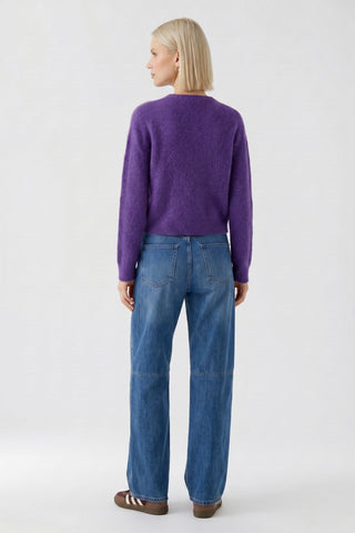 Oui Round Neck Fluffy Jumper Purple 98999