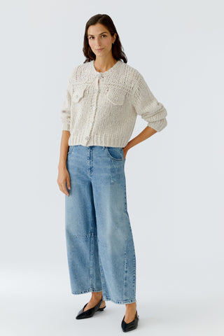 Oui Pocket Flap Cardigan Beige Melange