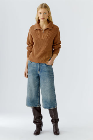 Oui Troyer Neck Jumper Brown