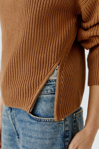Oui Troyer Neck Jumper Brown