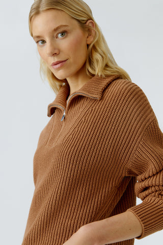 Oui Troyer Neck Jumper Brown