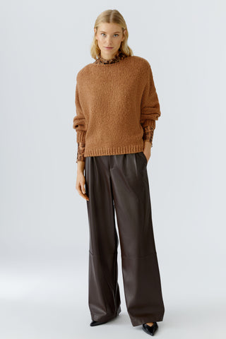 Oui Round Neck Jumper Brown