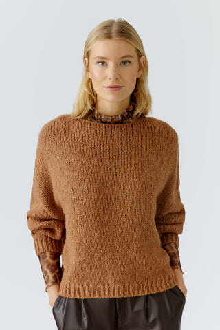 Oui Round Neck Jumper Brown