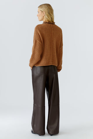 Oui Round Neck Jumper Brown