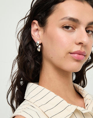 UNOde50 Chunky Double Teardrop Earrings Silver