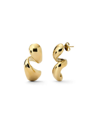 UNOde50 Chunky Double Teardrop Earrings Gold