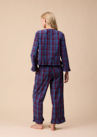 TBCo Cropped Cotton Tartan Pyjamas Navy Red