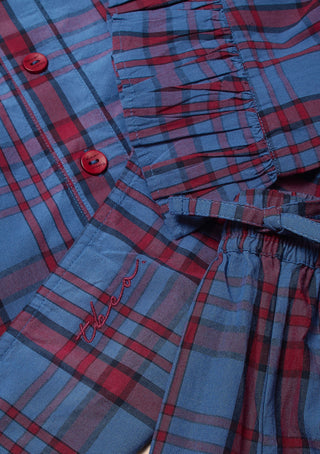 TBCo Cropped Cotton Tartan Pyjamas Navy Red