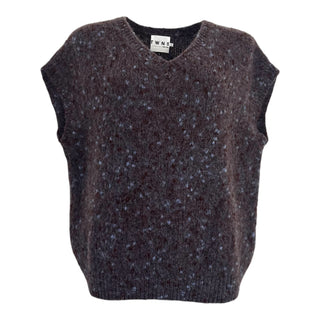 TWNS Fluffy Sleeveless Jumper Burgundy Blue Madelina