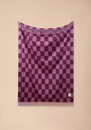TBCo Recycled Wool Checkerboard Blanket Rose Fig