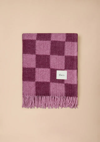TBCo Recycled Wool Checkerboard Blanket Rose Fig