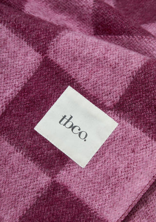 TBCo Recycled Wool Checkerboard Blanket Rose Fig