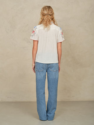 M.A.B.E Embroidered Blouse Ecru Multi Ruby