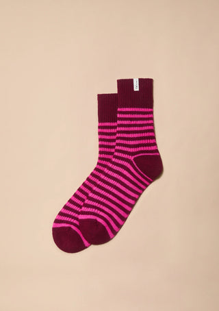 TBCo Striped Merino Wool Pink Burgundy