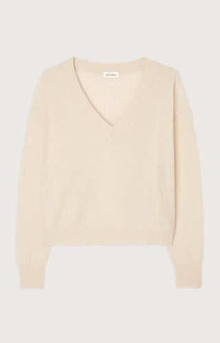 American Vintage V - Neck Jumper in Beige Raxow - MMJs Fashion