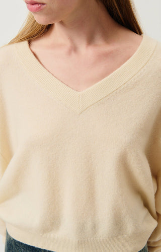 American Vintage V - Neck Jumper in Beige Raxow - MMJs Fashion