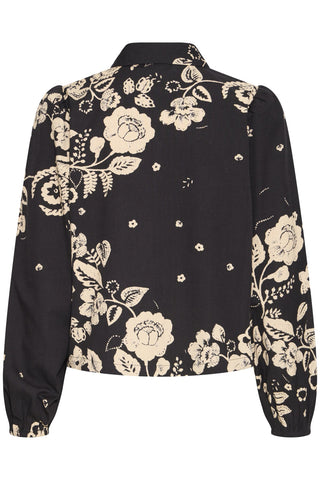 Atelier Rêve Floral Print Blouse Black Beige Irtulla - MMJs Fashion