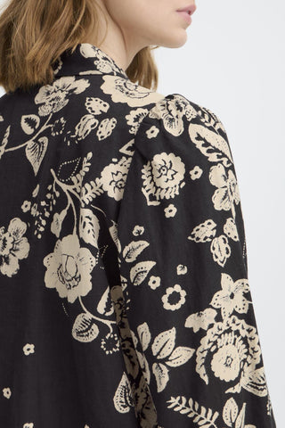 Atelier Rêve Floral Print Blouse Black Beige Irtulla - MMJs Fashion