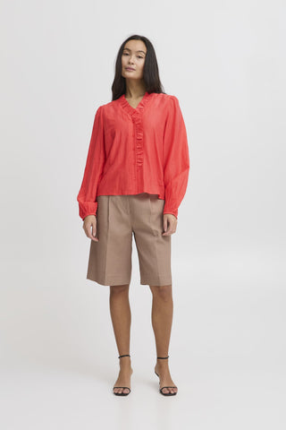 Atelier Rêve Frill Neck Blouse Red Thora - MMJs Fashion