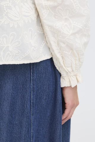 Atelier Rêve Frill Trim Floral Blouse Ivory Irjose - MMJs Fashion