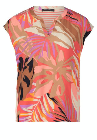 Betty Barclay Tropical Print Top Red Beige - MMJs Fashion