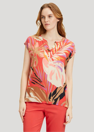 Betty Barclay Tropical Print Top Red Beige - MMJs Fashion