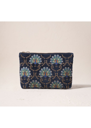 Elizabeth Scarlett Botanical Peacock Everyday Pouch Indigo