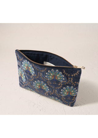 Elizabeth Scarlett Botanical Peacock Everyday Pouch Indigo