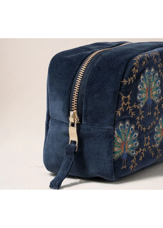 Elizabeth Scarlett Botanical Peacock Makeup Bag Indigo