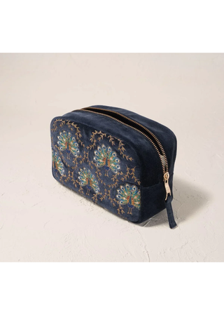 Elizabeth Scarlett Botanical Peacock Makeup Bag Indigo