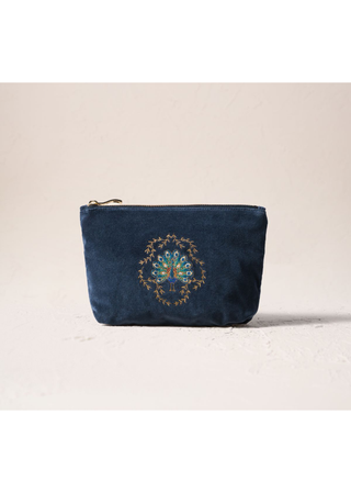 Elizabeth Scarlett Botanical Peacock Mini Pouch Indigo
