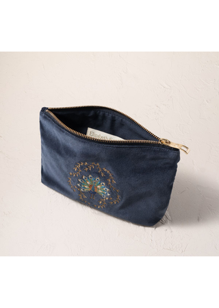 Elizabeth Scarlett Botanical Peacock Mini Pouch Indigo