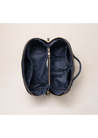 Elizabeth Scarlett Botanical Peacock Open Flat Makeup Bag Indigo