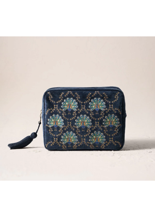 Elizabeth Scarlett Botanical Peacock Wash Bag Indigo