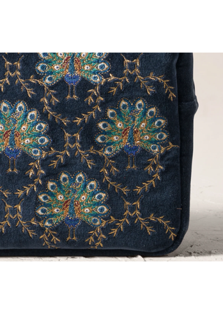 Elizabeth Scarlett Botanical Peacock Wash Bag Indigo