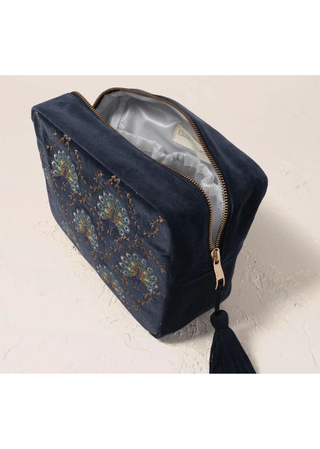 Elizabeth Scarlett Botanical Peacock Wash Bag Indigo