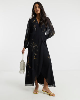 Hope & Ivy Wrap Dress Black The Caliste