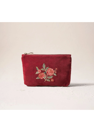 Elizabeth Scarlett Camellia Romance Mini Pouch Cranberry