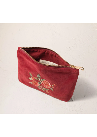 Elizabeth Scarlett Camellia Romance Mini Pouch Cranberry