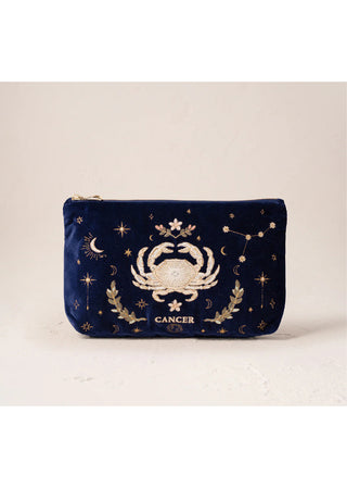 Elizabeth Scarlett Cancer Velvet Everyday Pouch Navy Blue