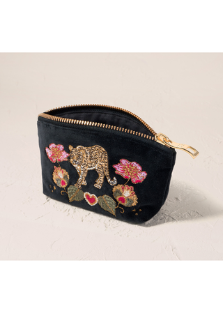 Elizabeth Scarlett Celestial Leopard Coin Purse Charcoal