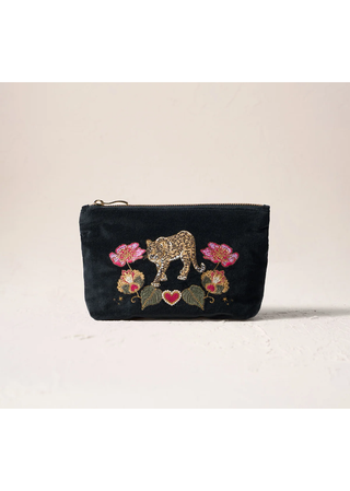Elizabeth Scarlett Celestial Leopard Mini Pouch Charcoal