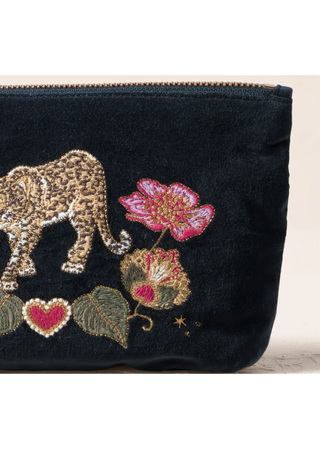 Elizabeth Scarlett Celestial Leopard Mini Pouch Charcoal