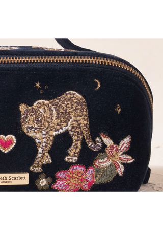 Elizabeth Scarlett Celestial Leopard Open Flat Makeup Bag Charcoal