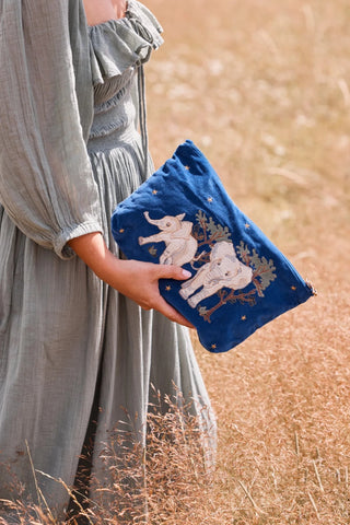 Elizabeth Scarlett Baby Elephant Conservation Everyday Pouch Cobalt - MMJs Fashion