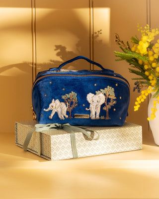 Elizabeth Scarlett Baby Elephant Conservation Open Flat Makeup Bag Cobalt - MMJs Fashion