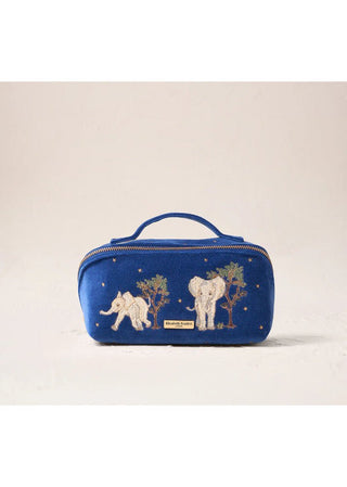 Elizabeth Scarlett Baby Elephant Conservation Open Flat Makeup Bag Cobalt - MMJs Fashion