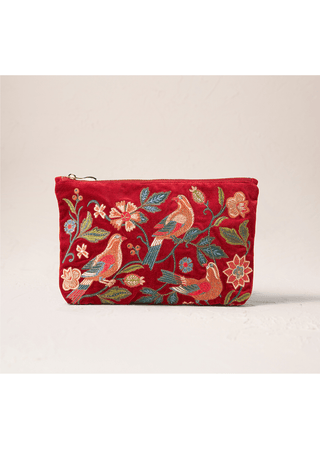 Elizabeth Scarlett Botanical Birds Everyday Pouch Rouge - MMJs Fashion