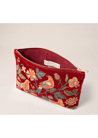 Elizabeth Scarlett Botanical Birds Everyday Pouch Rouge - MMJs Fashion
